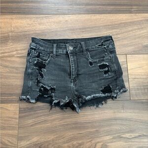 American Eagle Outfitters Black Ripped Jean Shorts